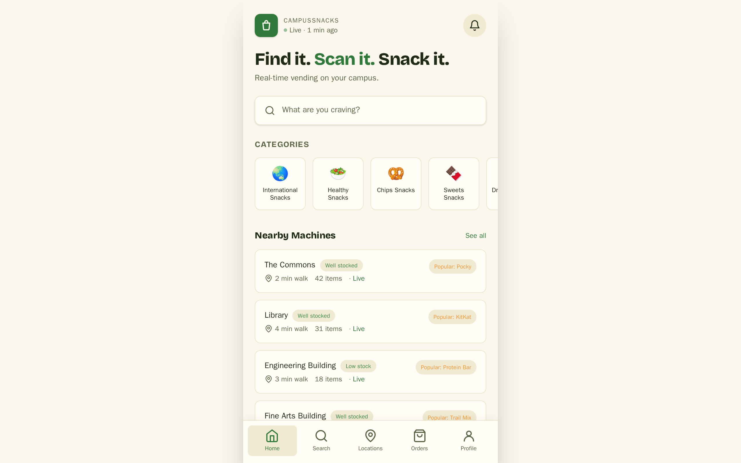 CampusSnacks website example