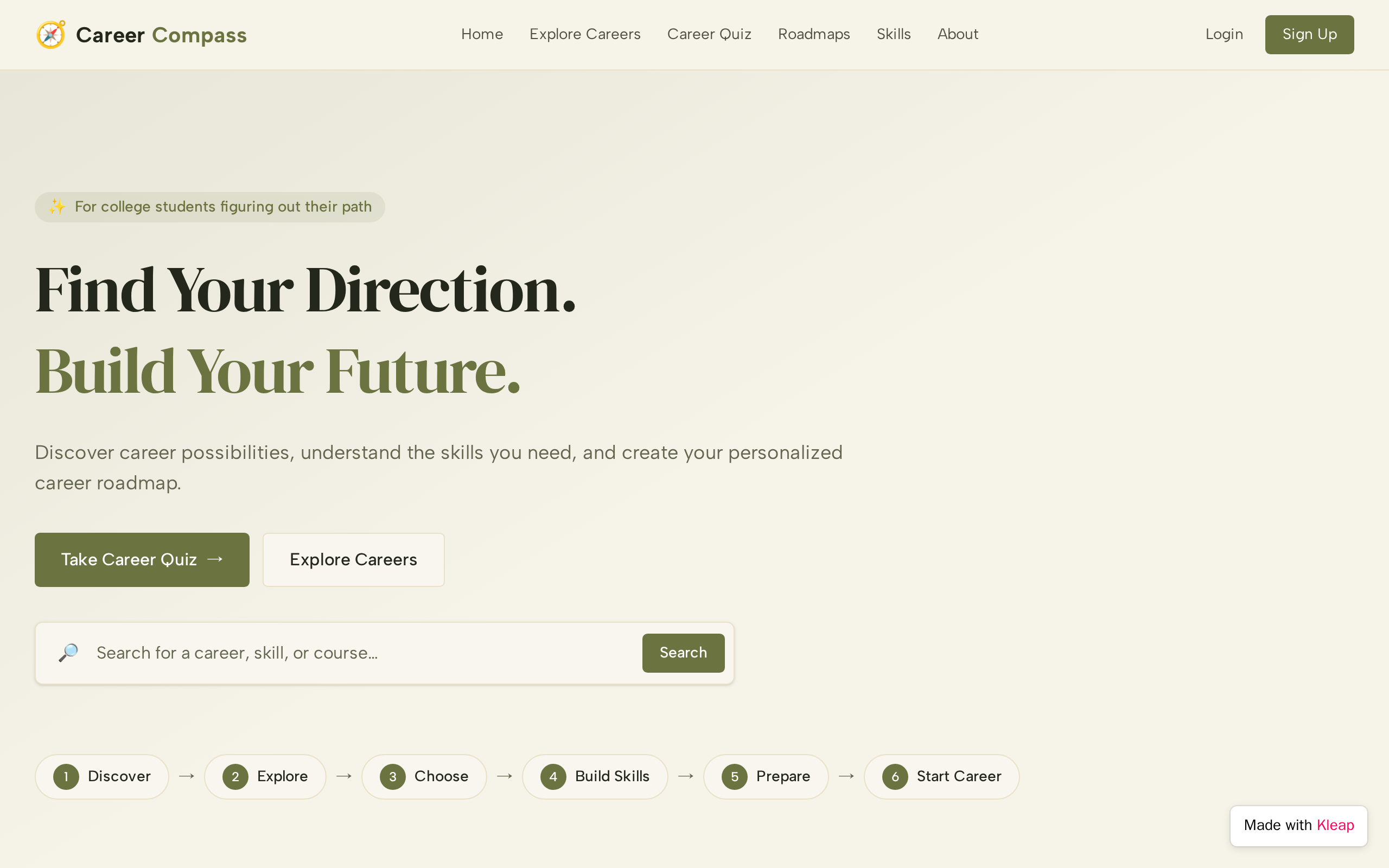 Career Compass website example