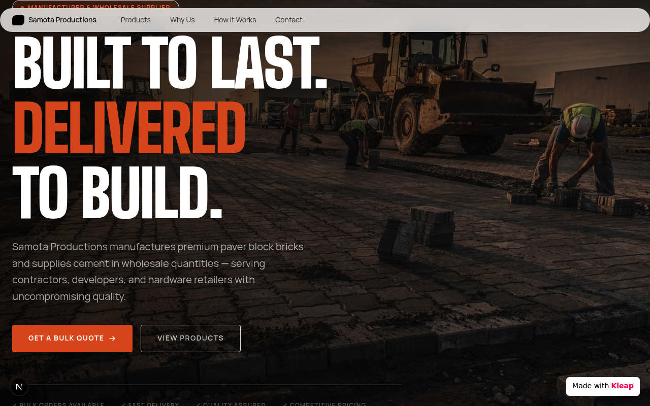 Samota Productions website example