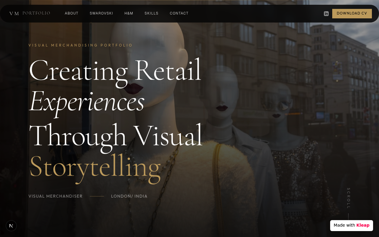 Visual Merchandising Portfolio website example