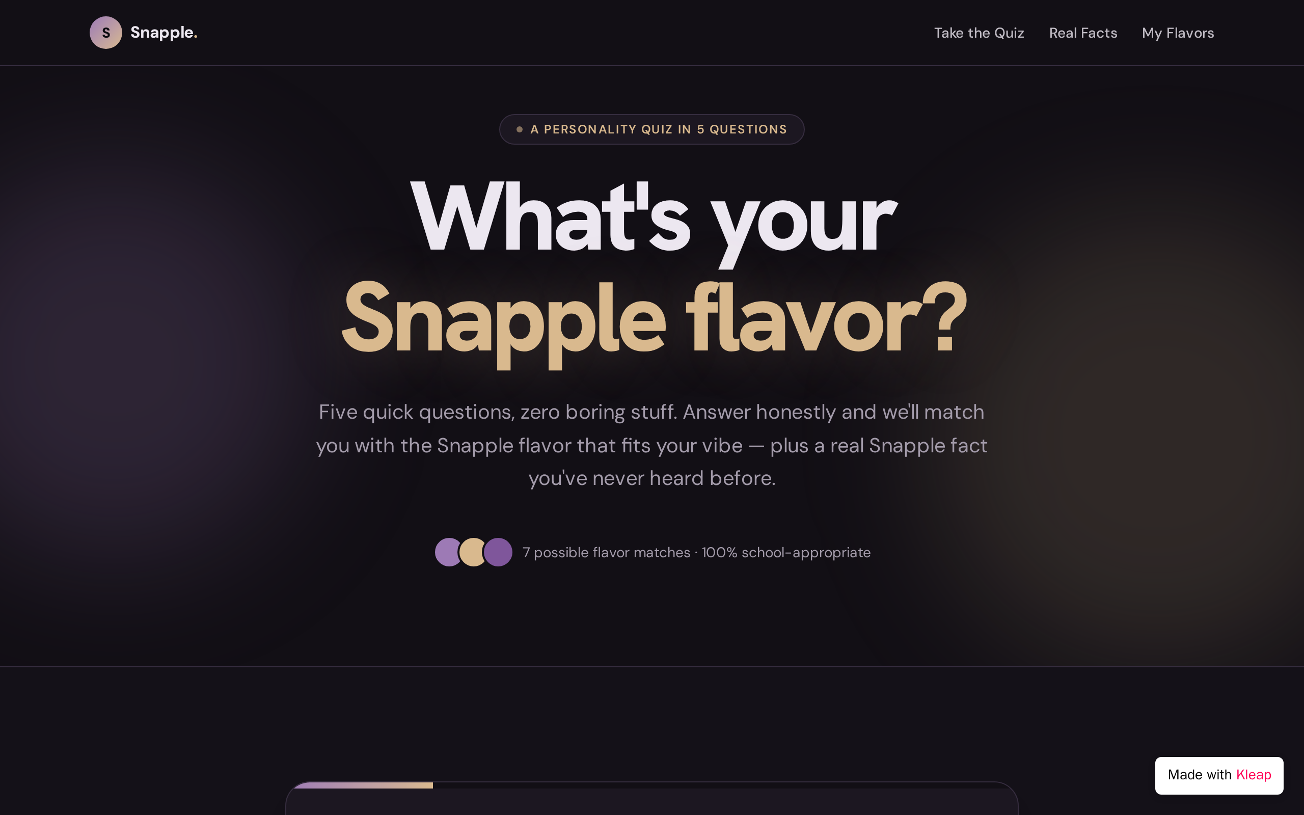 Snapple — built with Kleap