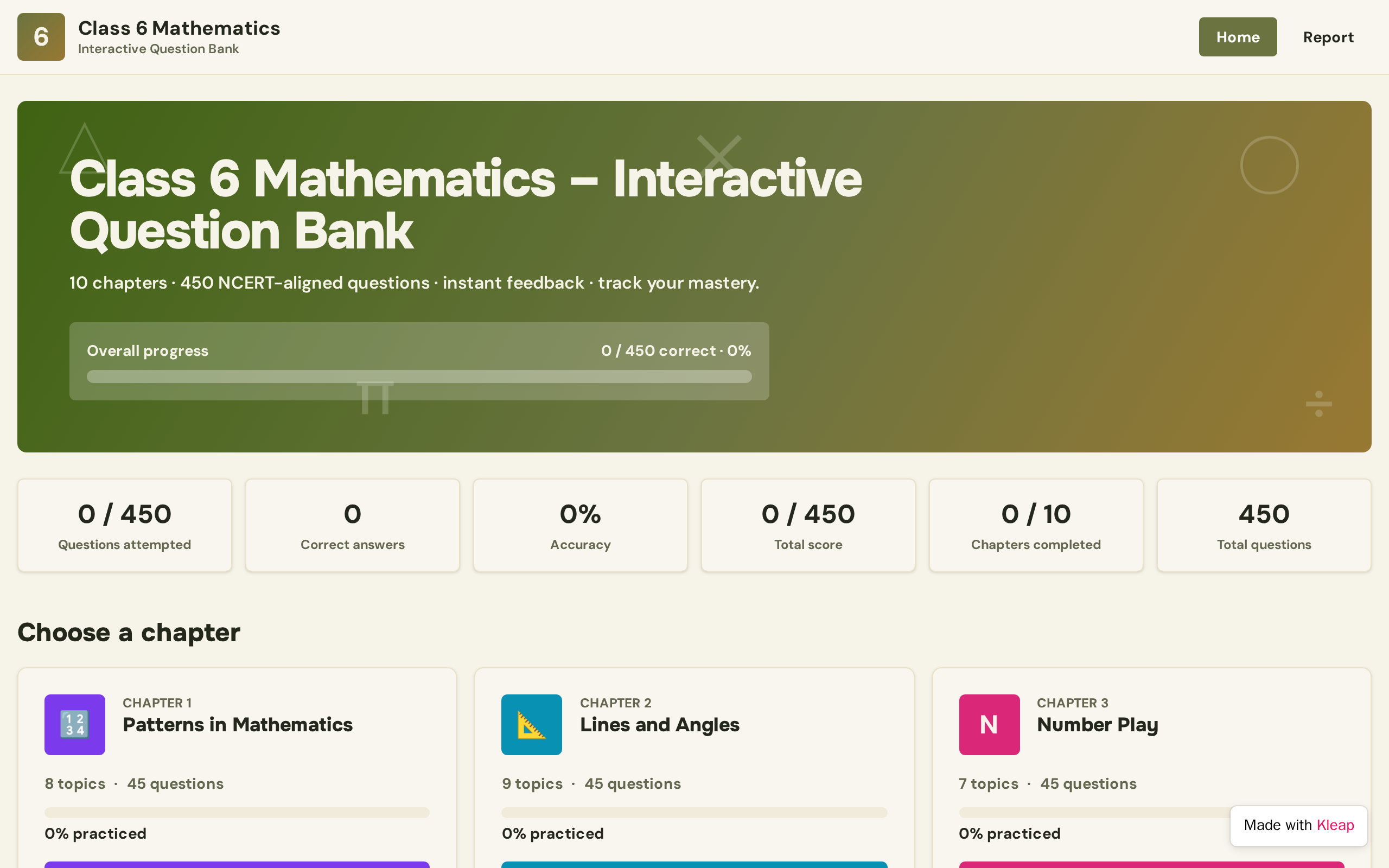 Mathematics Topic website example
