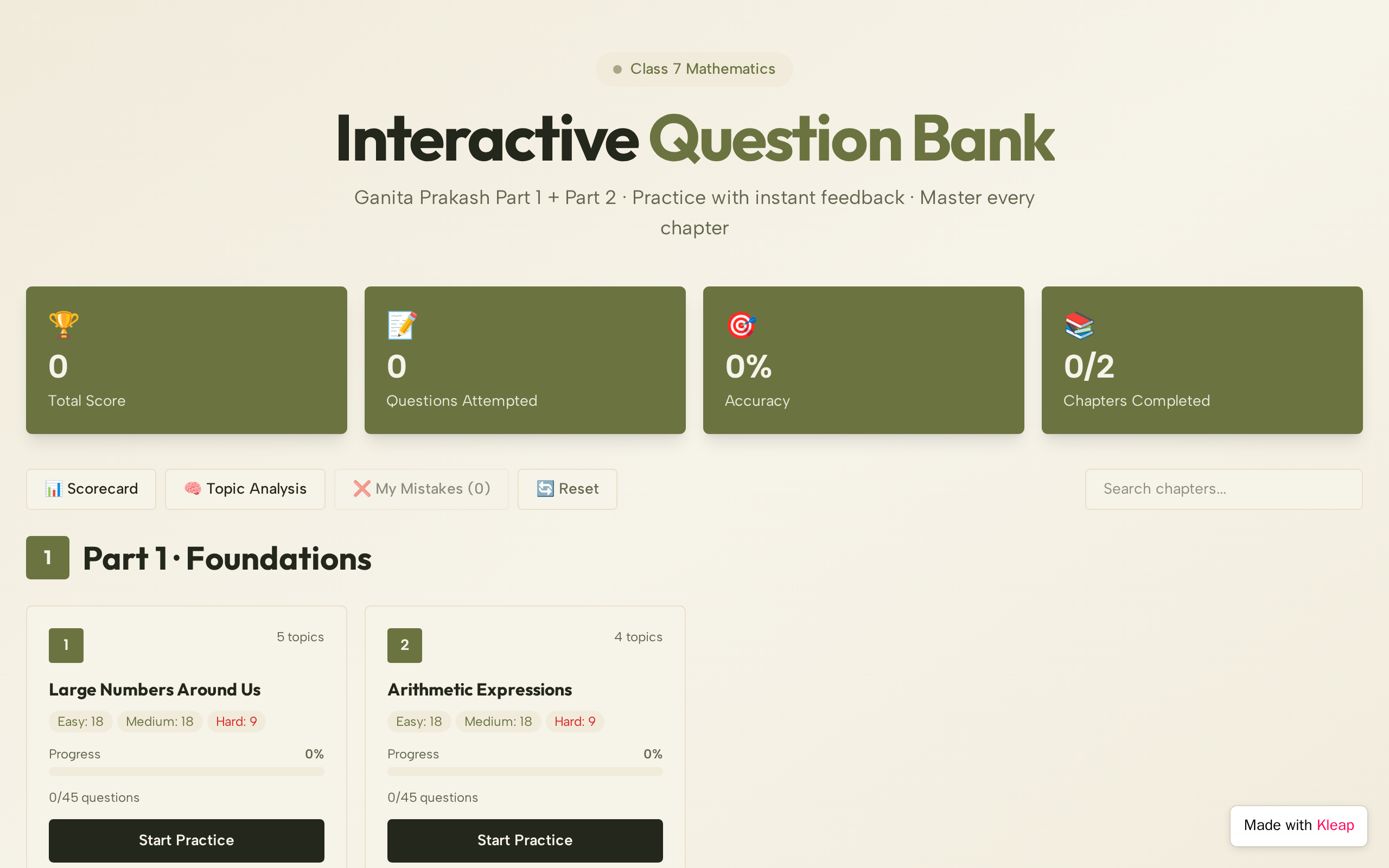 Mathematics Topic website example
