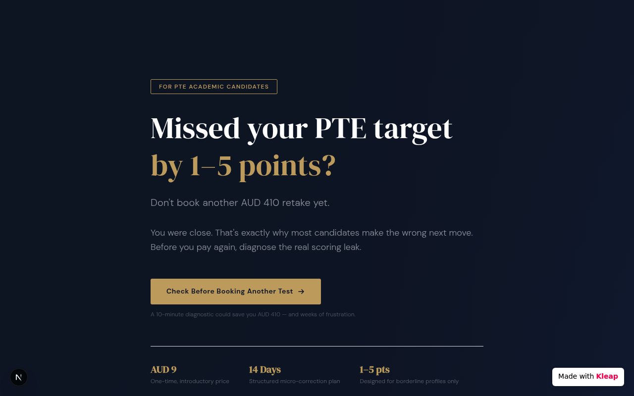 PTE Academic only website example