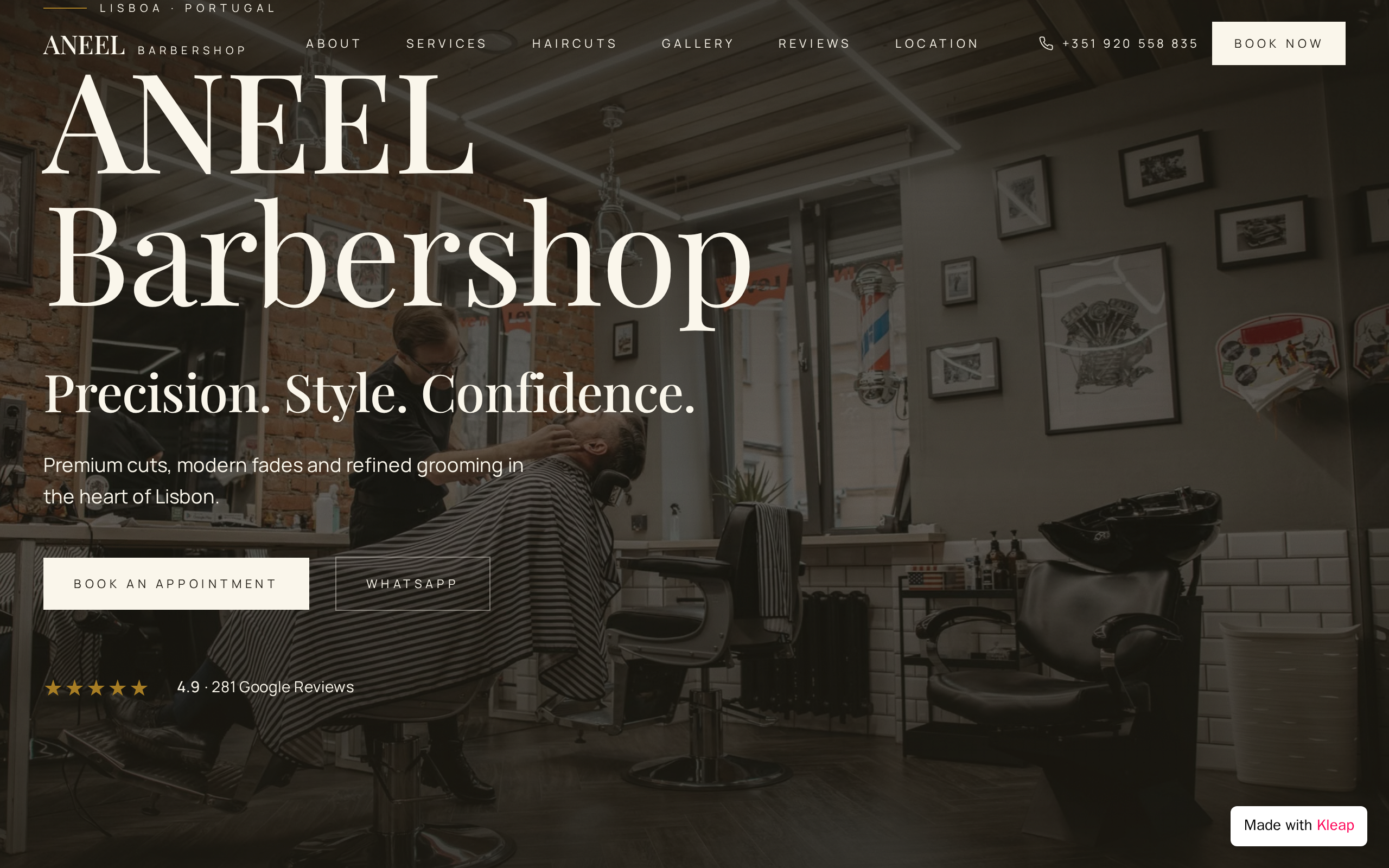 Aneel Barbershop website example