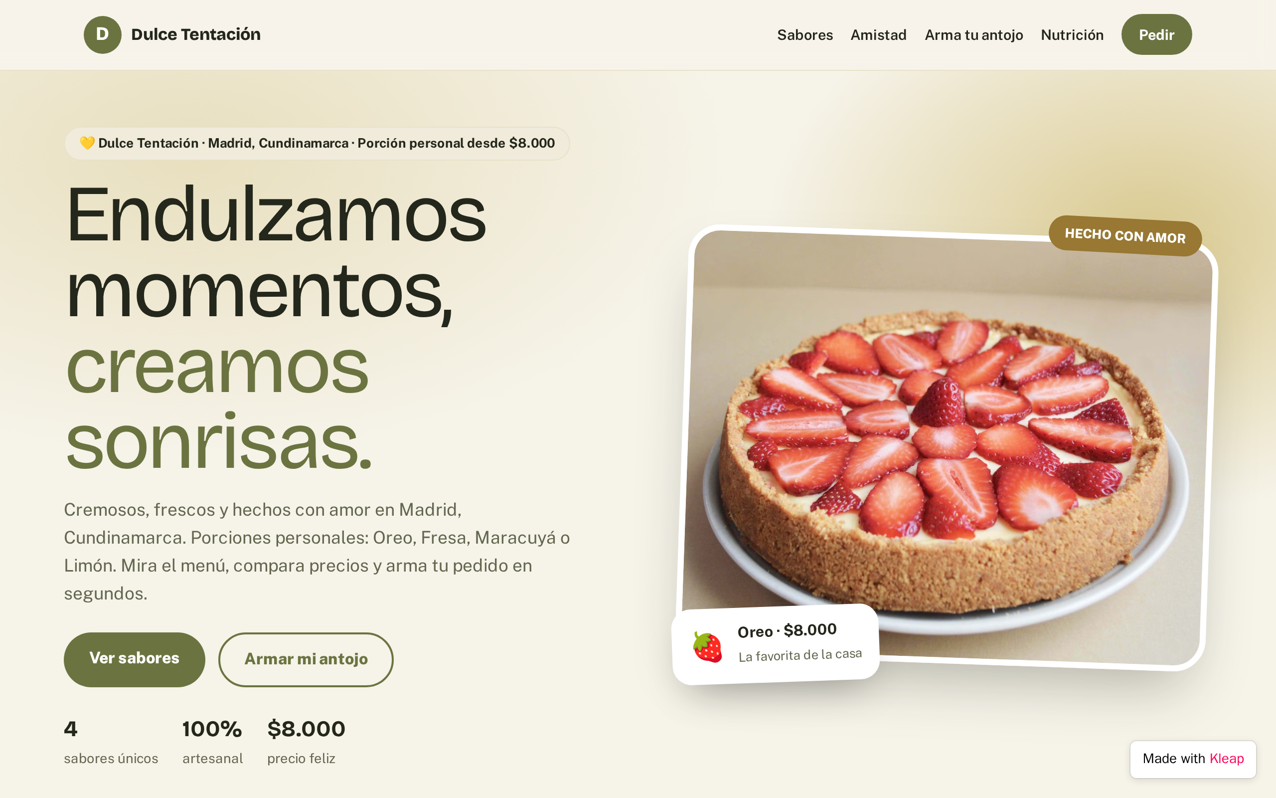 endizamos momentos,creamos sinrosas — built with Kleap