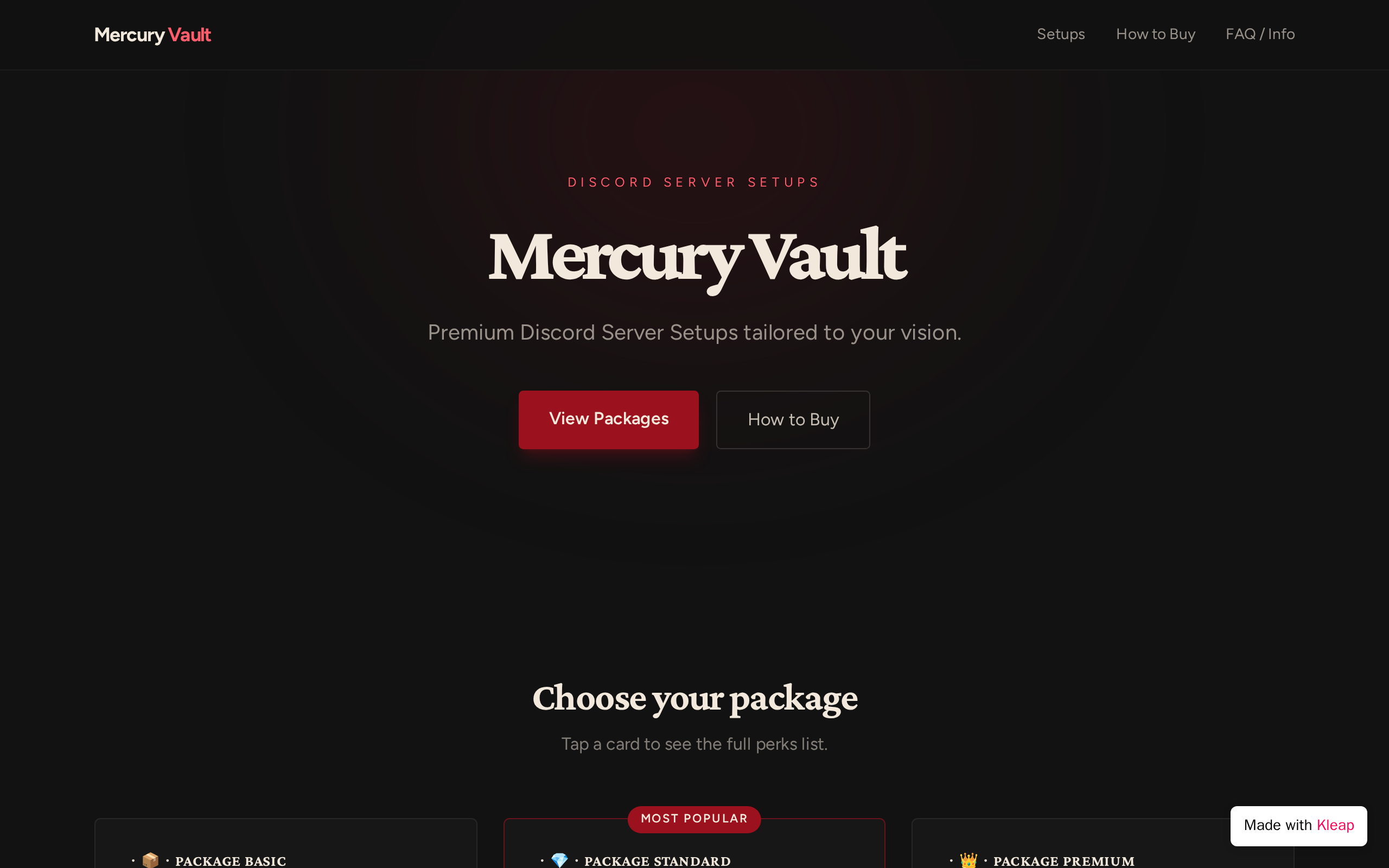 Mercury Vault website example
