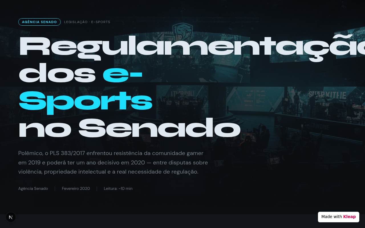 Controversa — e-Sports no Senado website example