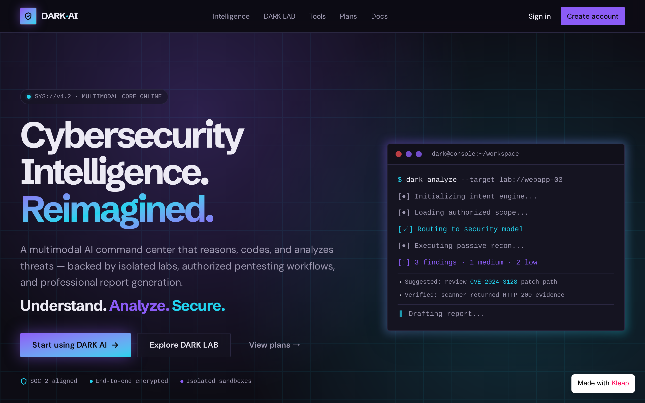 Dark AI website example