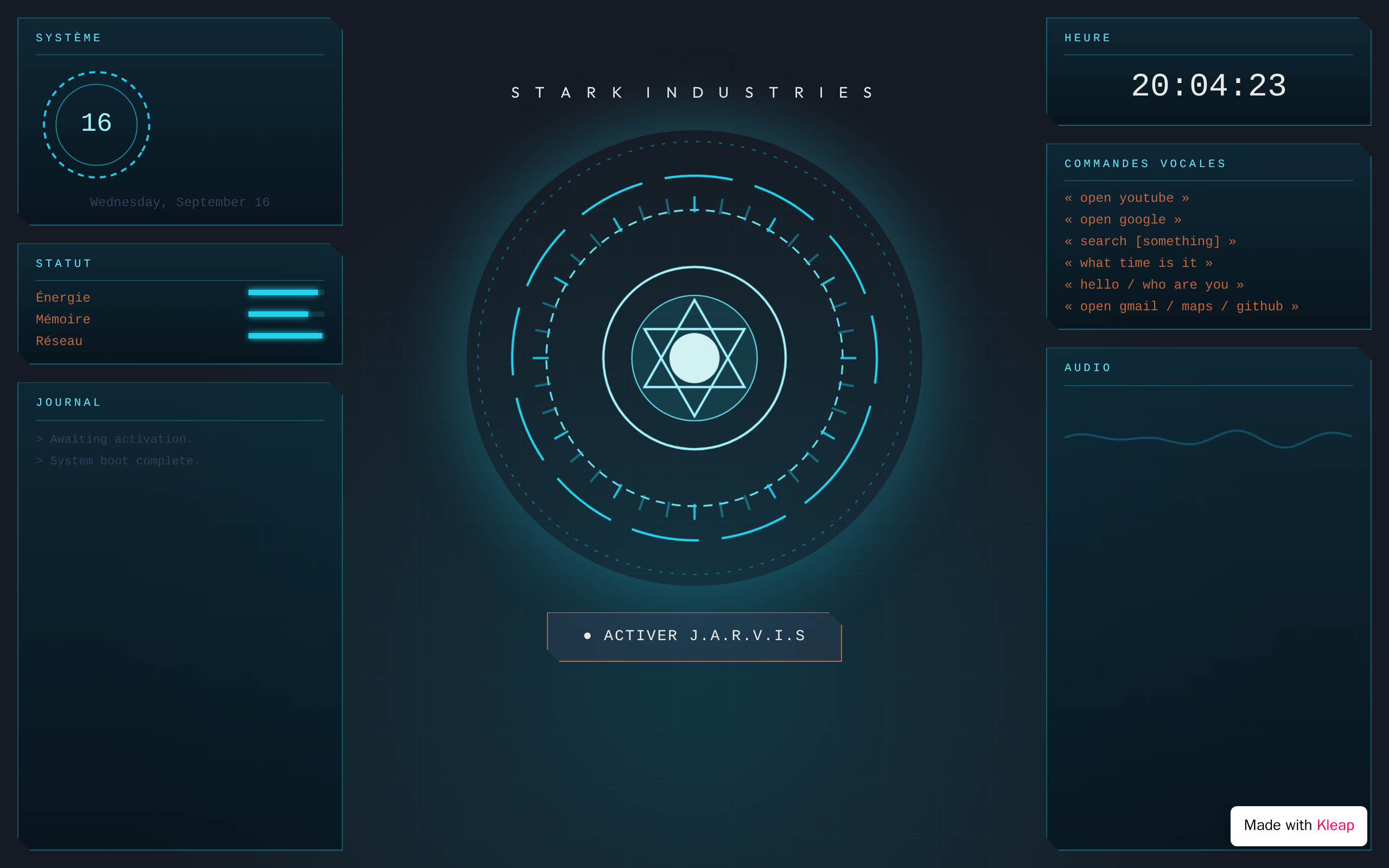 Jarvis AI — built with Kleap
