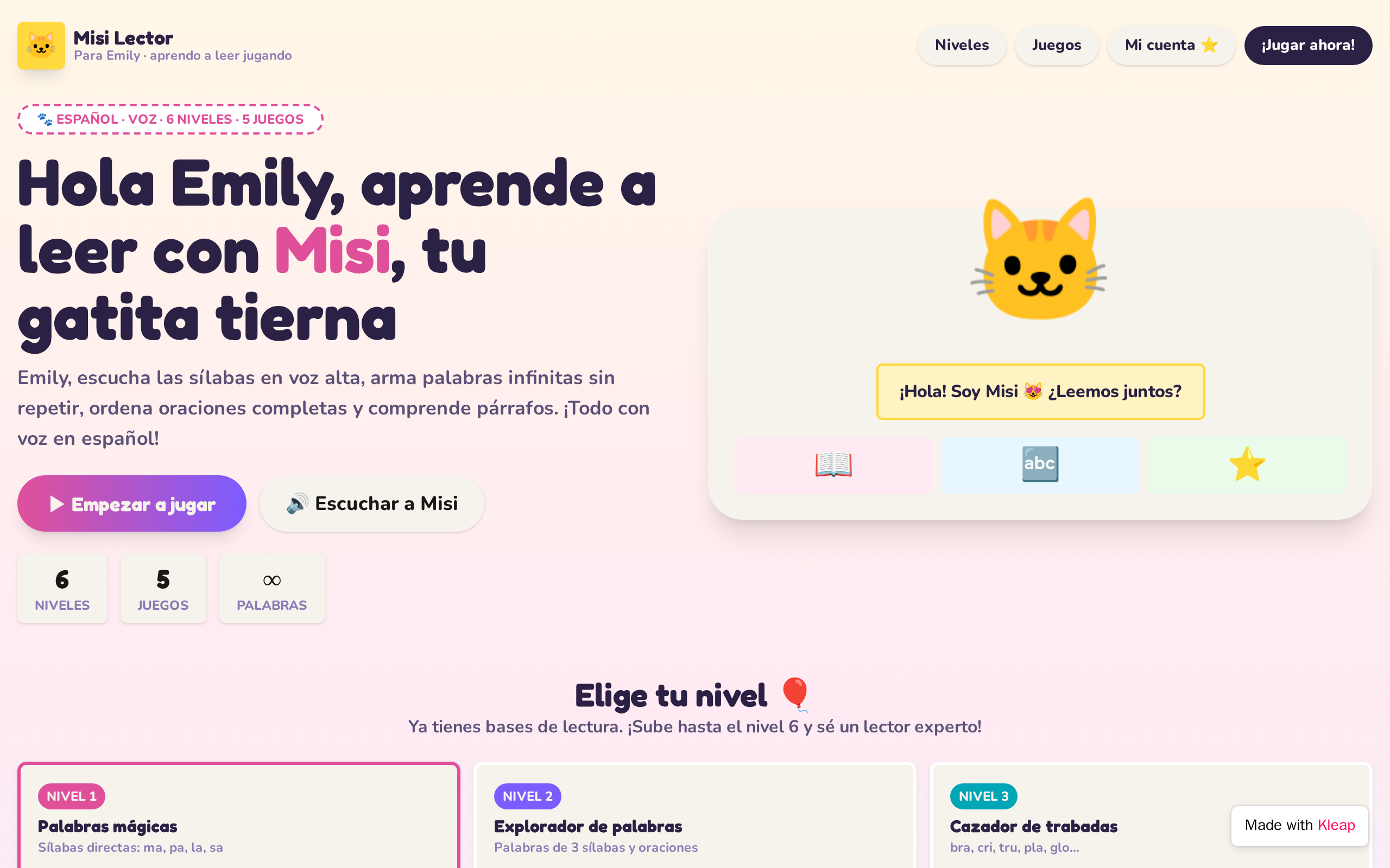 Silabín Gatito website example