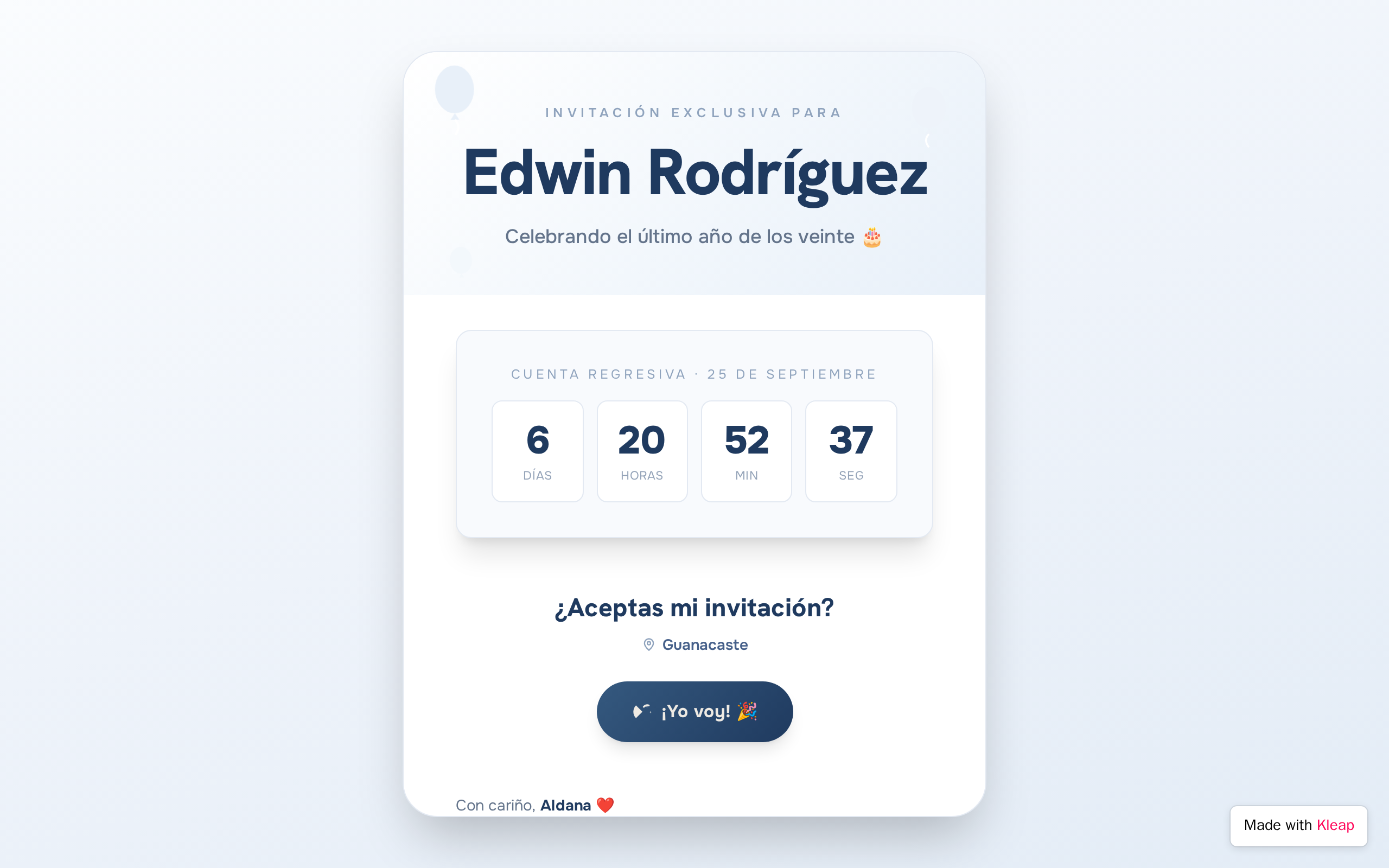 Ed Birthday website example