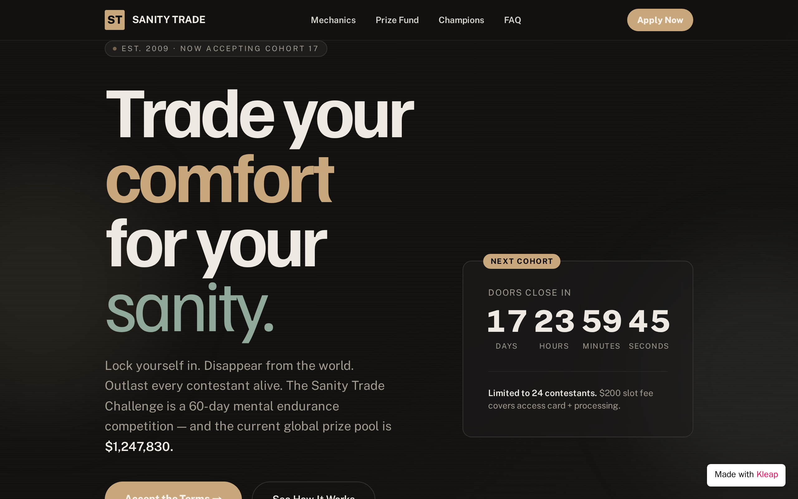 Sanity Trade Challenge website example
