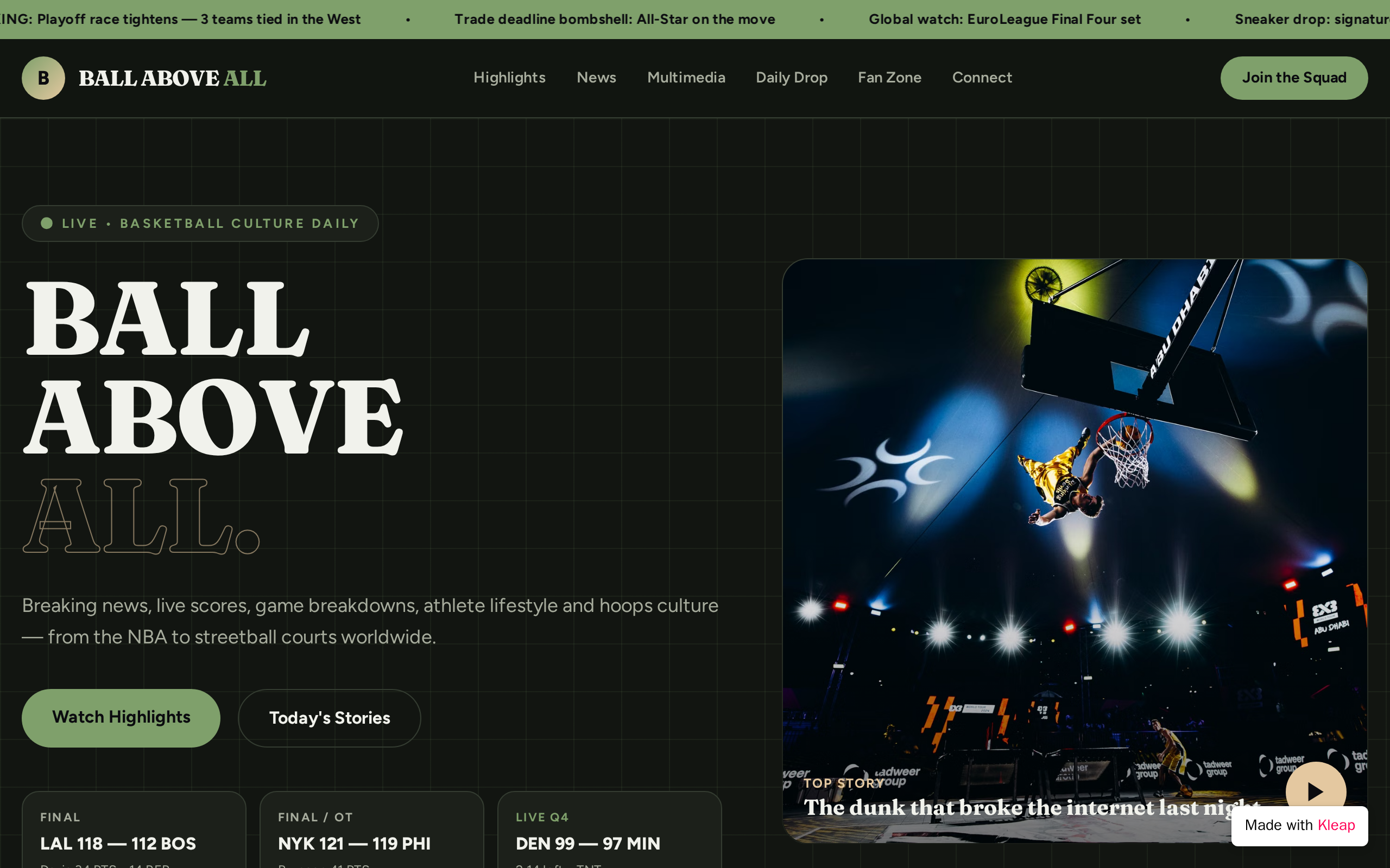 Ball Above All website example