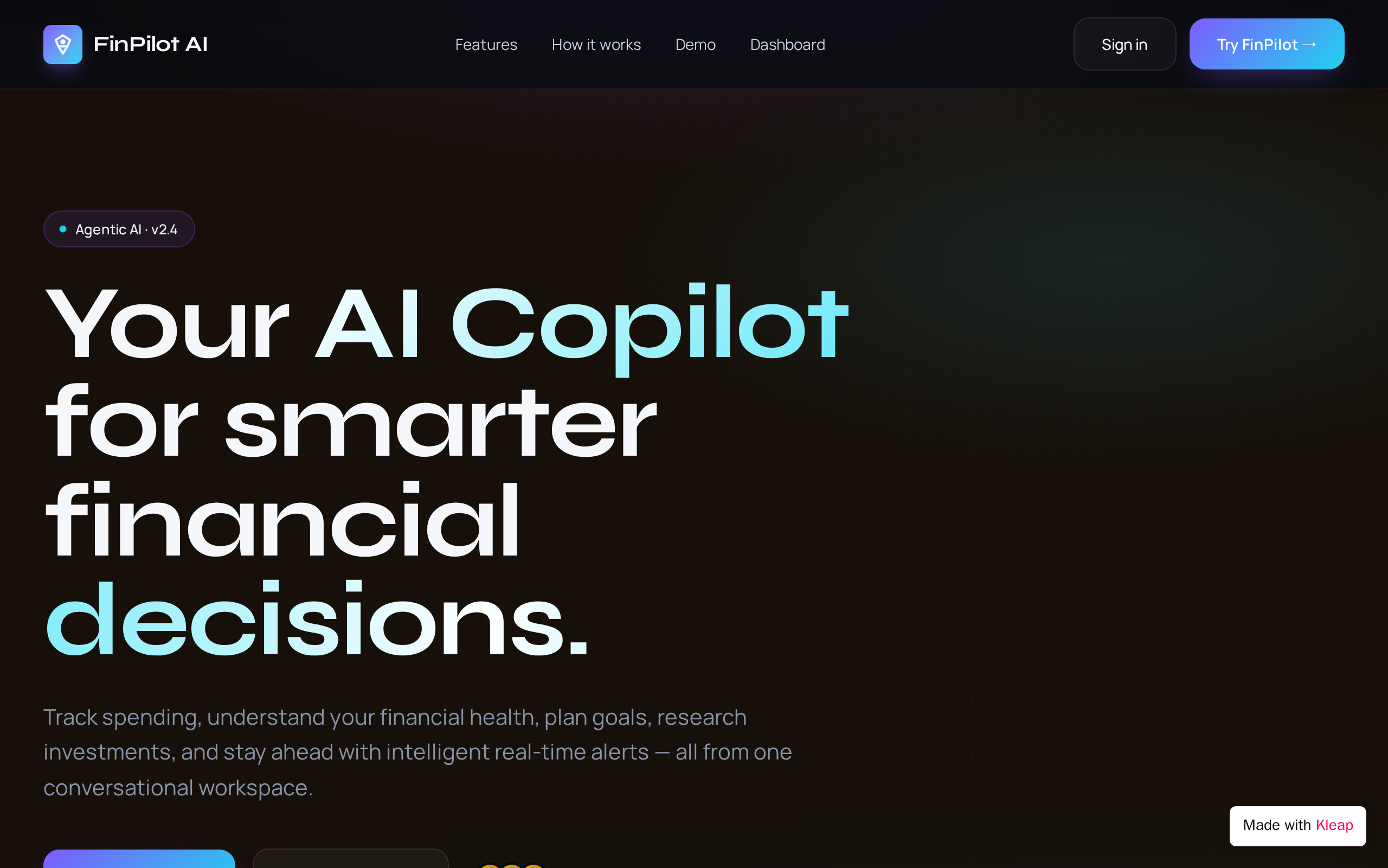 FinPilot — built with Kleap