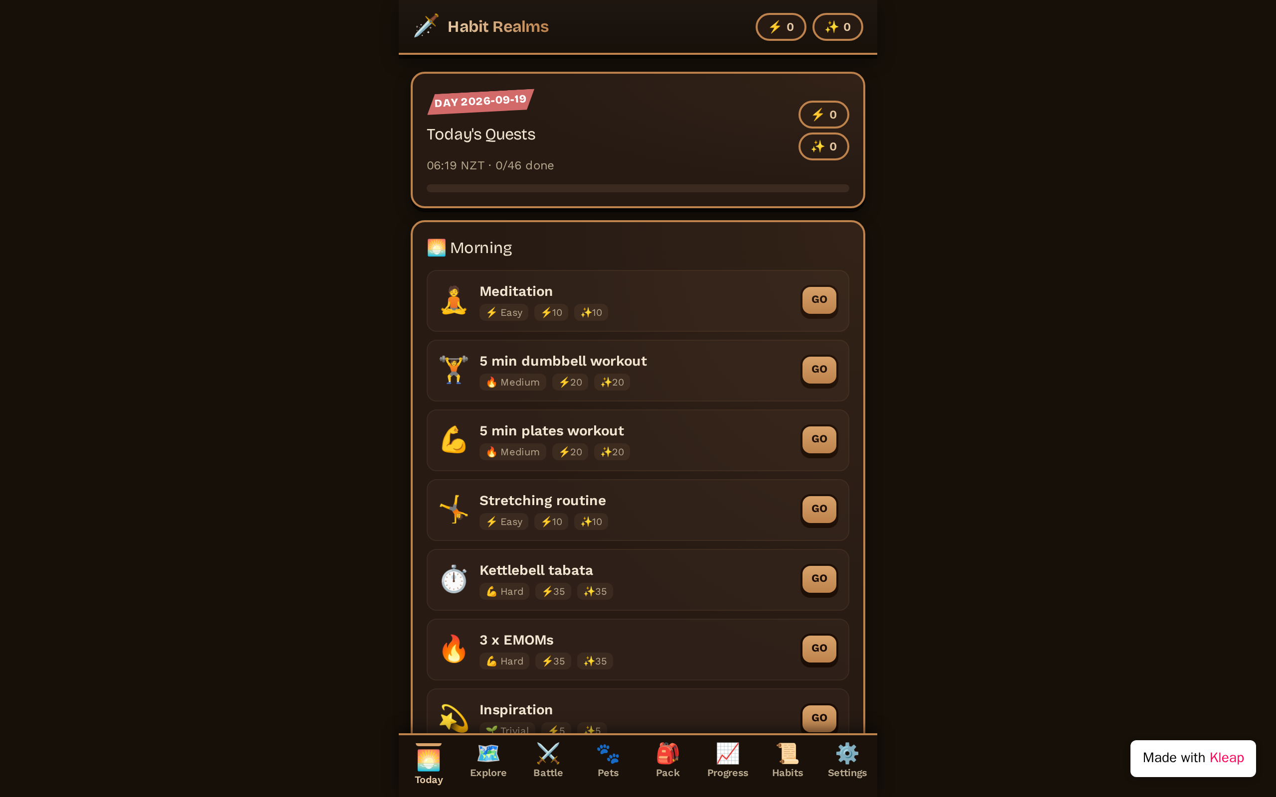 Habit Realms website example