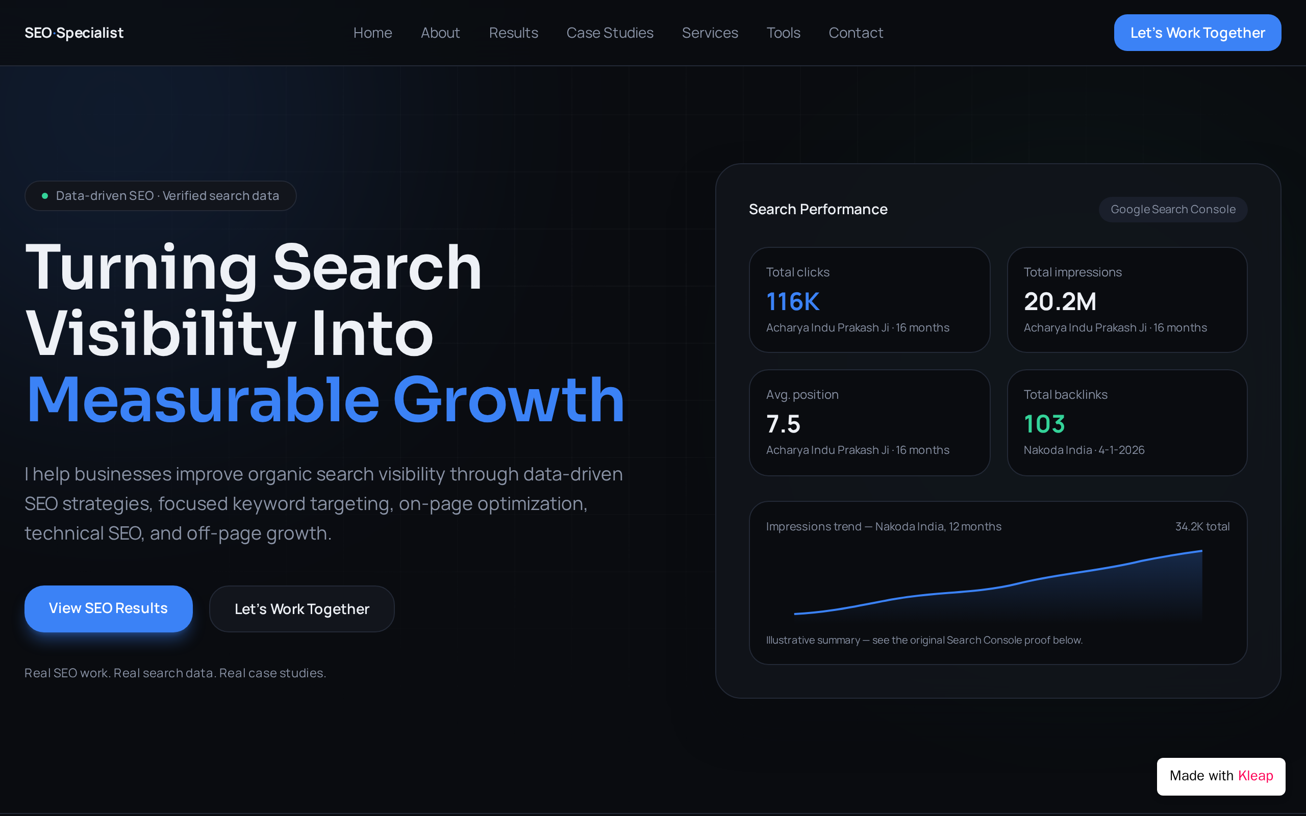 Premium SEO Portfolio website example