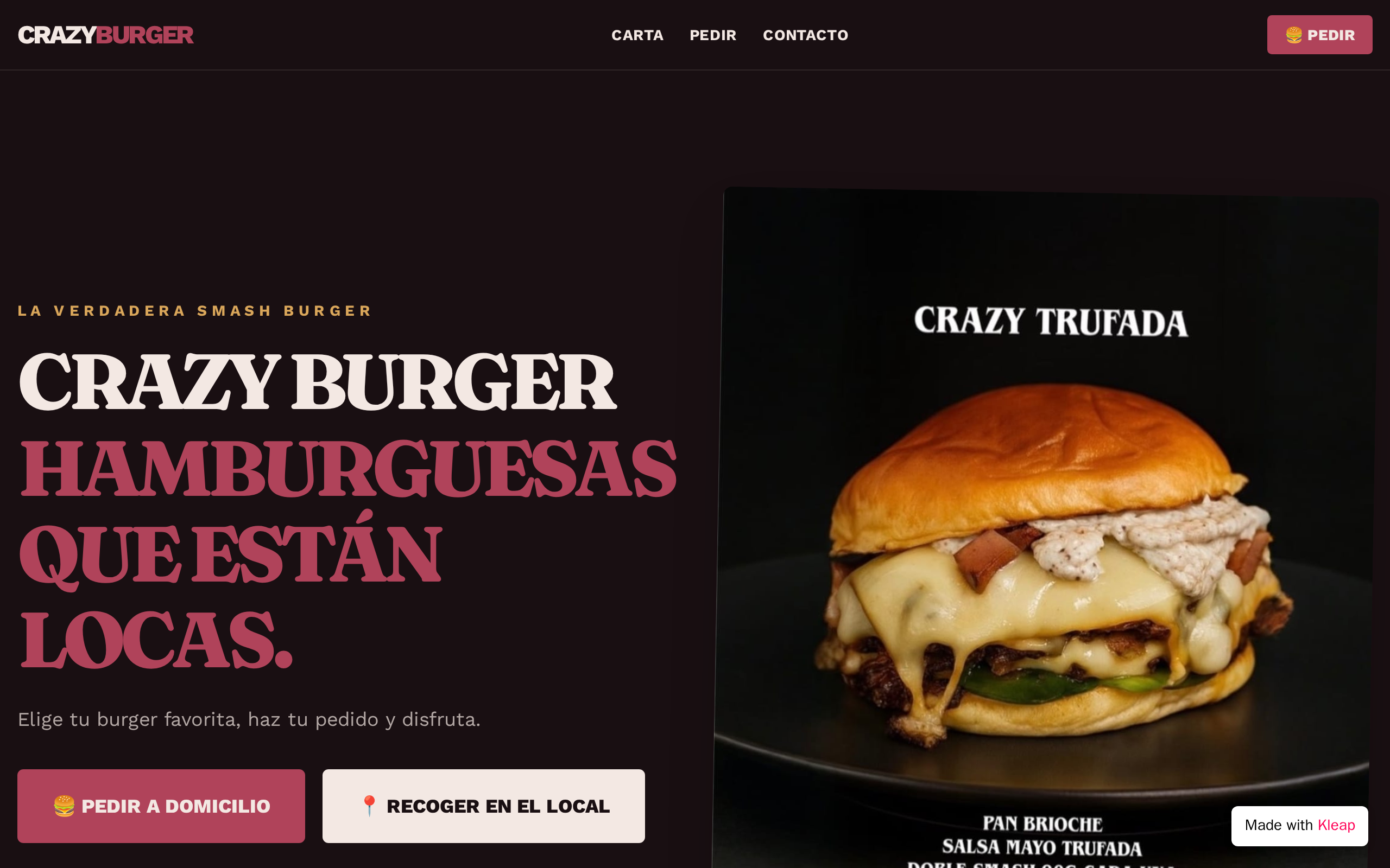 Crazy Burger website example