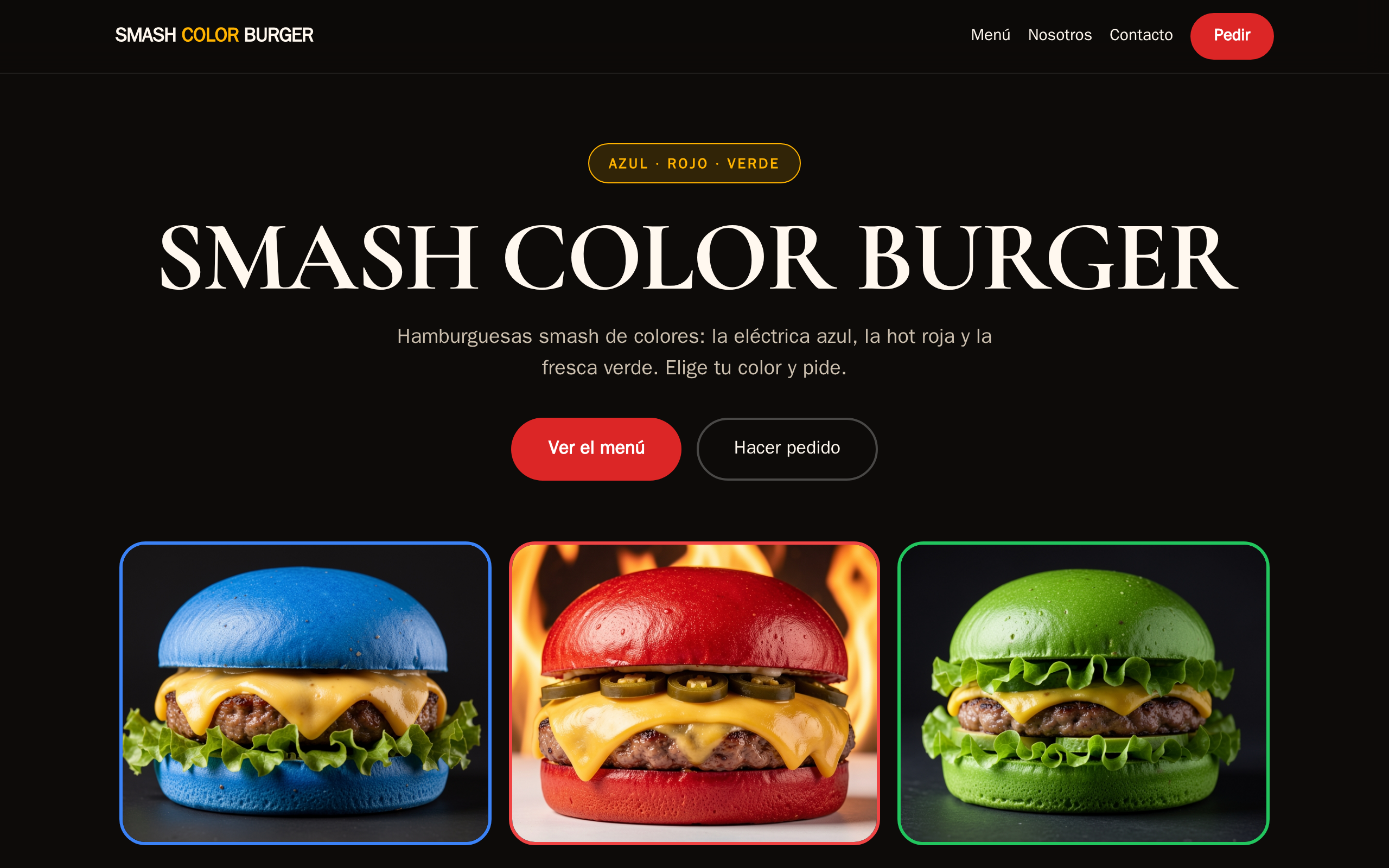 Smash Color Burger website example