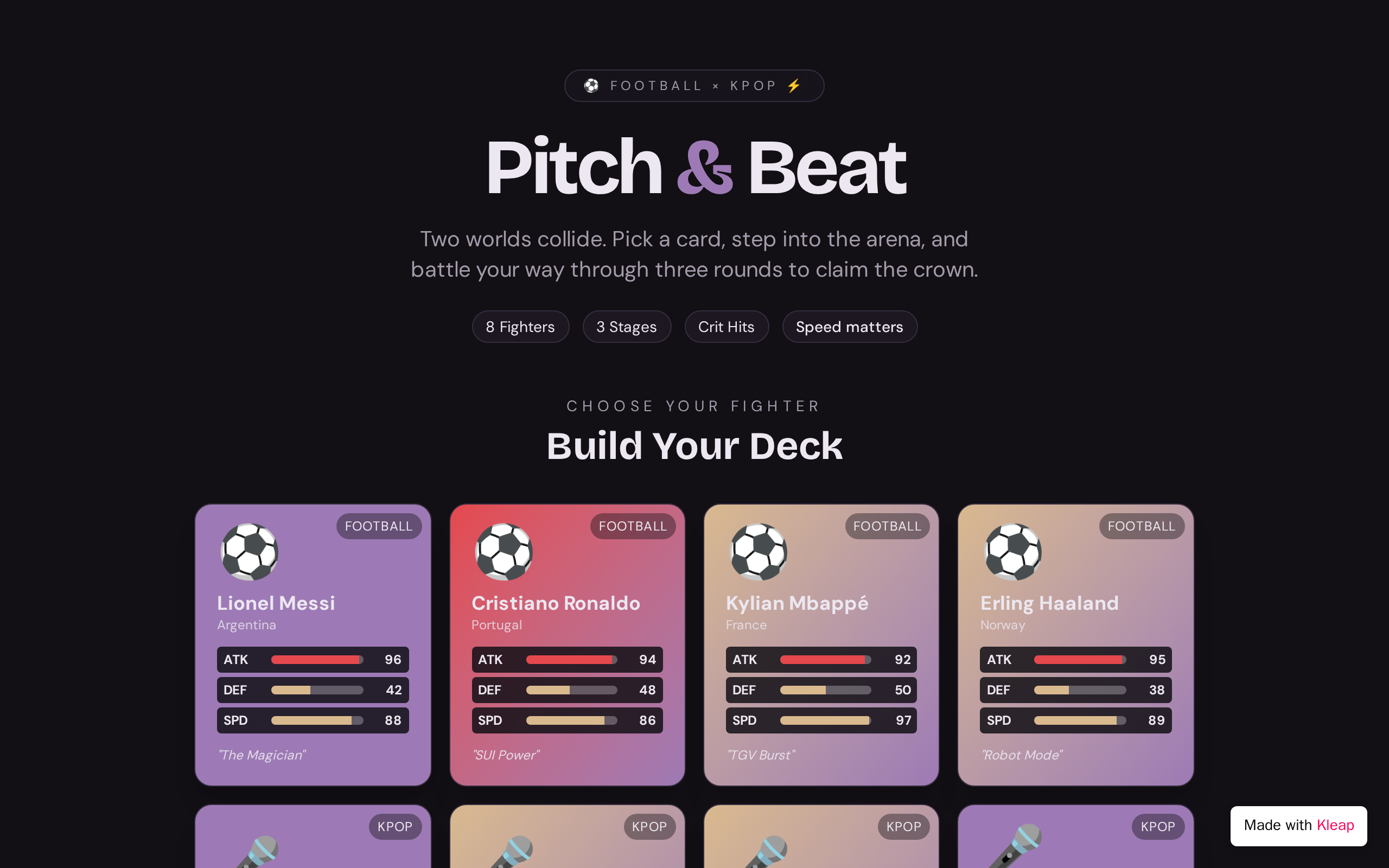 Kkick Beat website example