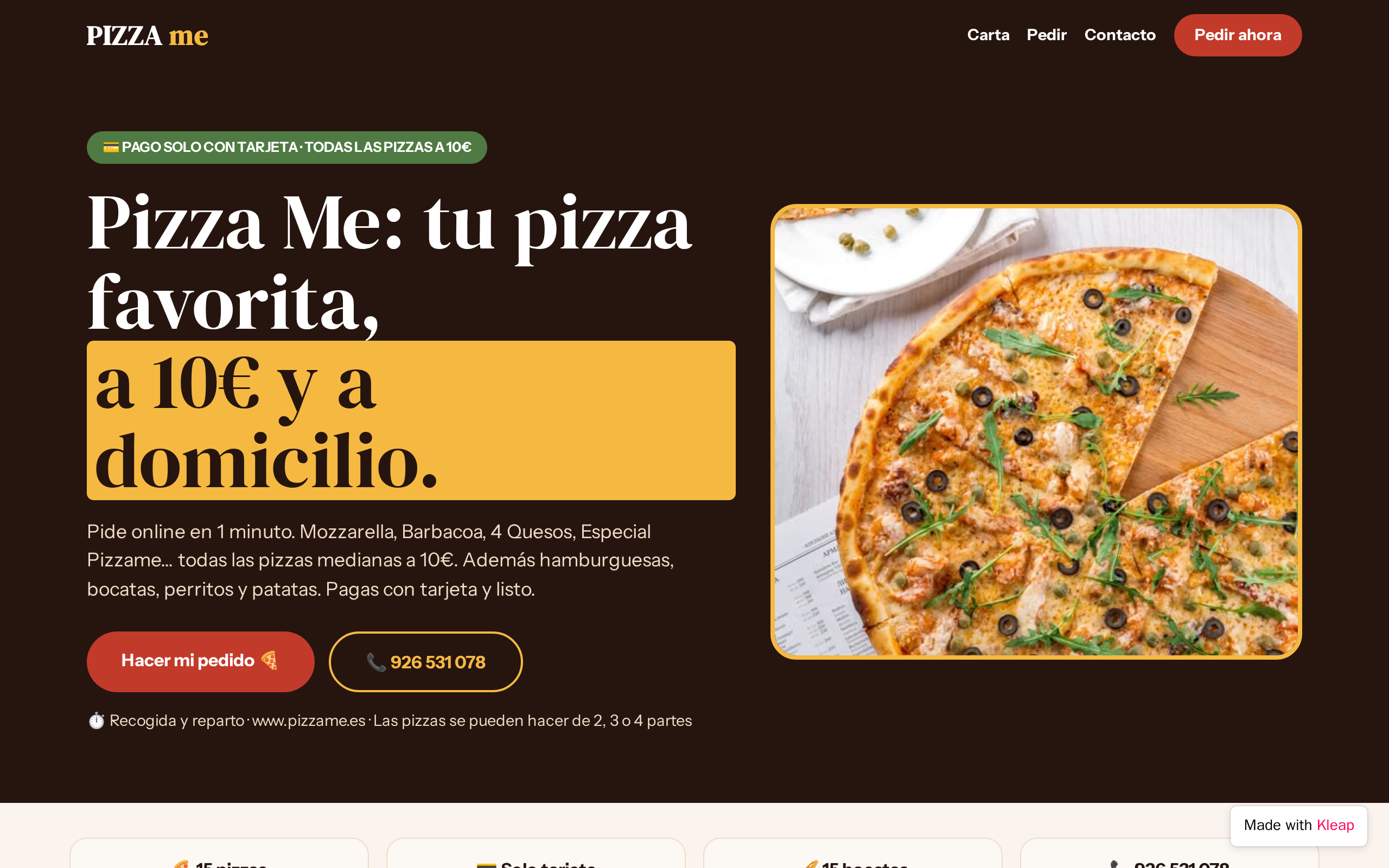 Pizza Me website example